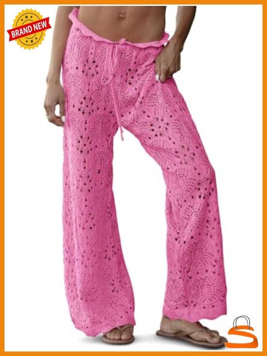 Other - Crochet High Waisted Beach Cover Up Pants Mesh Knit Sheer Swim Coverup